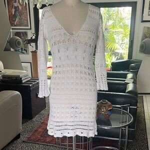 Elegant White Crochet Dress